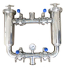 Hygienic Duplex Pipeline Filter Strainer with pressure gauge