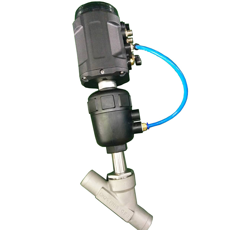 pneumatic angle seat valve with positoner