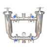 Hygienic Duplex Pipeline Filter Strainer with pressure gauge