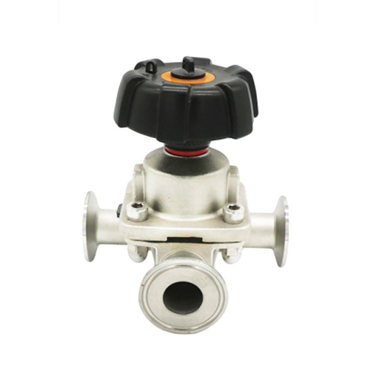 Stainless Steel Sanitary 3 Way Diaphragm Valves T Branch Type
