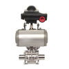 Pneumatic Sanitary 3-Piece Clamp Ball Valve With Aluminum Actuator
