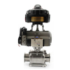 Pneumatic Sanitary 3-Piece Clamp Ball Valve With Aluminum Actuator