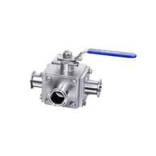 Hygienic Three Way Full Bore Non Retention Ball Valves Encapsulated PTFE Seat