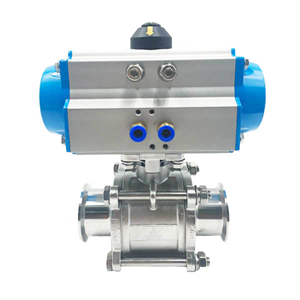 Pneumatic Sanitary 3-Piece Clamp Ball Valve With Aluminum Actuator