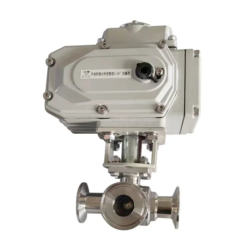 Electric Actuator Sanitary 3 Way Ball Valve