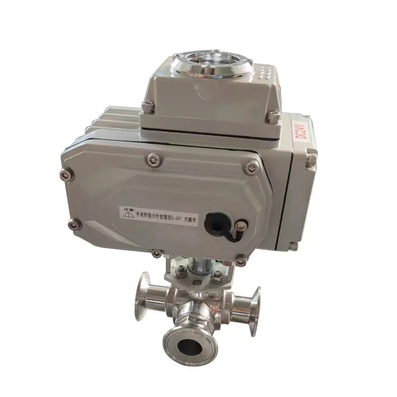 Electric Actuator Sanitary 3 Way Ball Valve