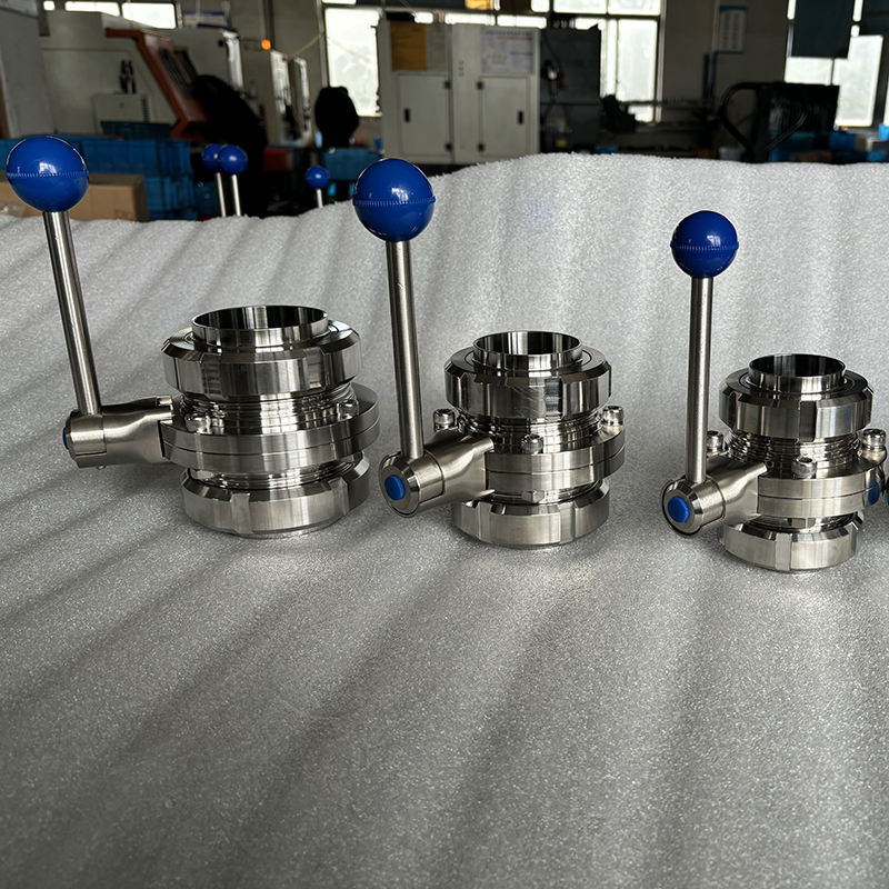 Hygienic Manual Butterfly Valves With Union Nut DIN RJT SMS